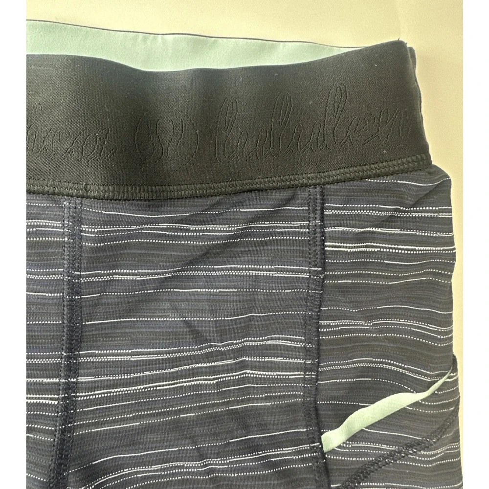 Lululemon What The Sport Short Stripe Pockets Run Stretch Blue Black Size 2 - Picture 7 of 15